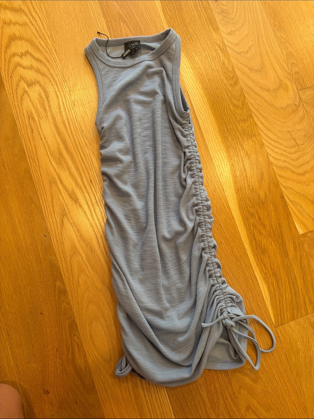 Bardot Light Blue Ruched Side Tank Dress